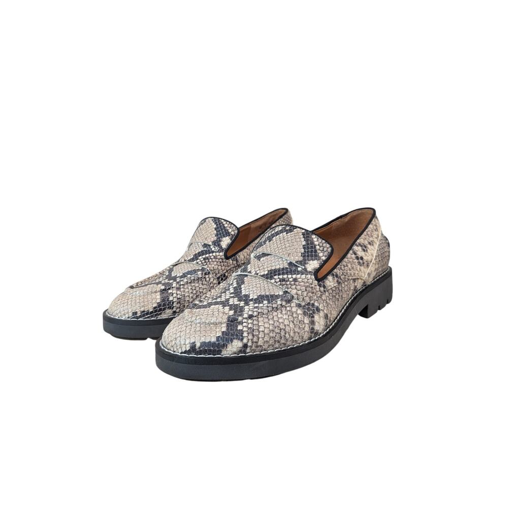 Sarto Franco Sarto Snakeskin Leather Loafers Size 8 Chunky Lug Slip On Flats